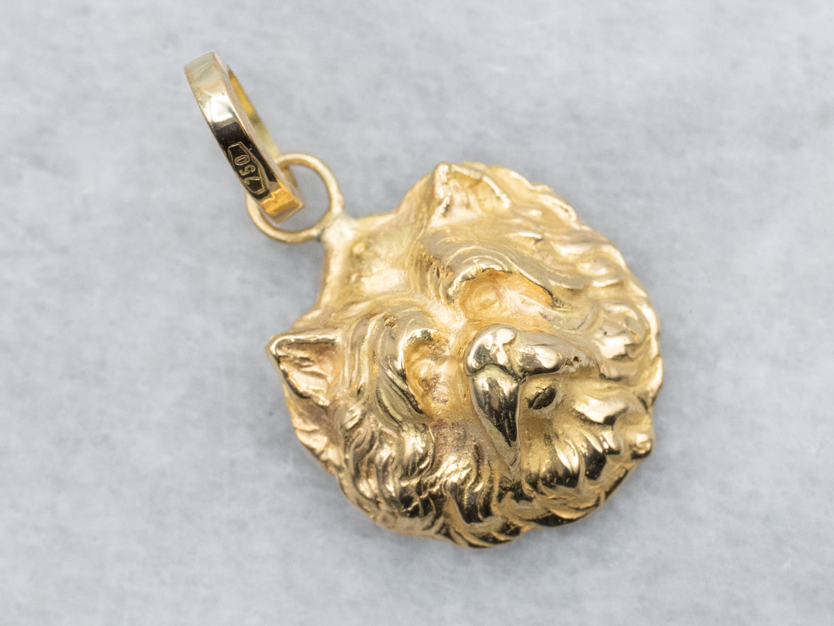 Polished Gold Highland Terrier Dog Charm Pendant