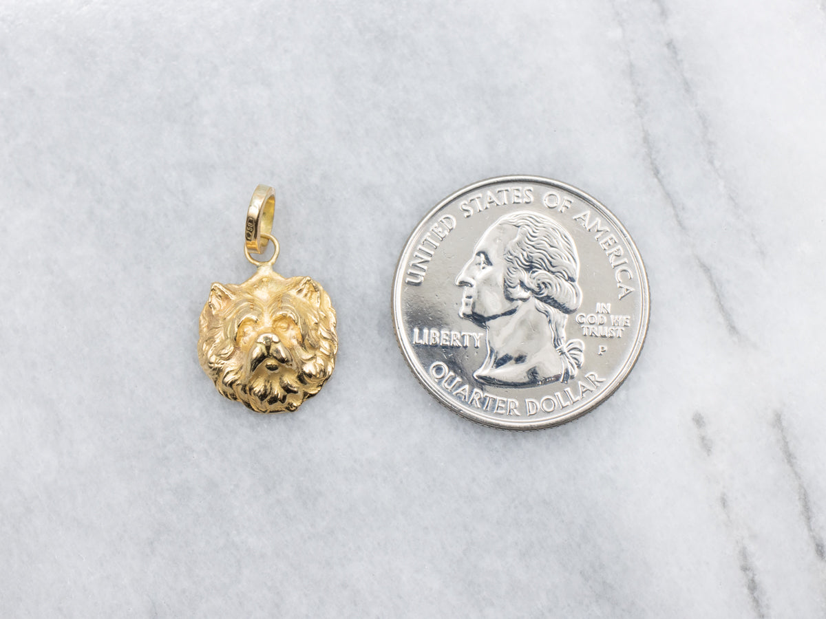 Polished Gold Highland Terrier Dog Charm Pendant