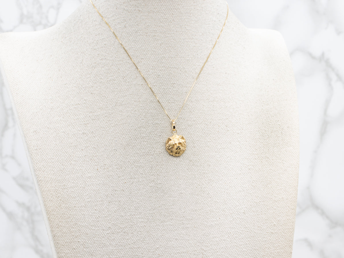 Polished Gold Highland Terrier Dog Charm Pendant