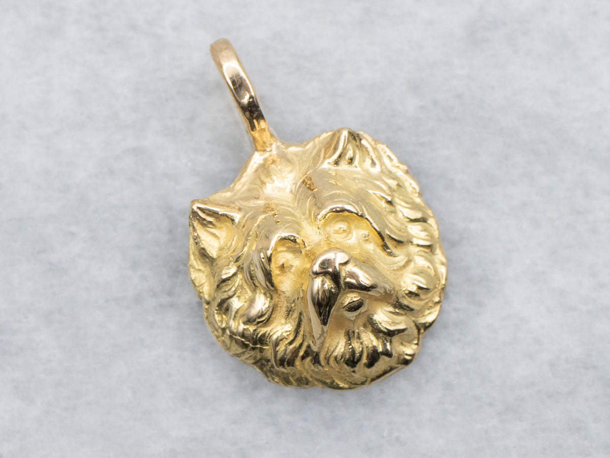 Cute Gold Puppy-Dog Face Charm Pendant