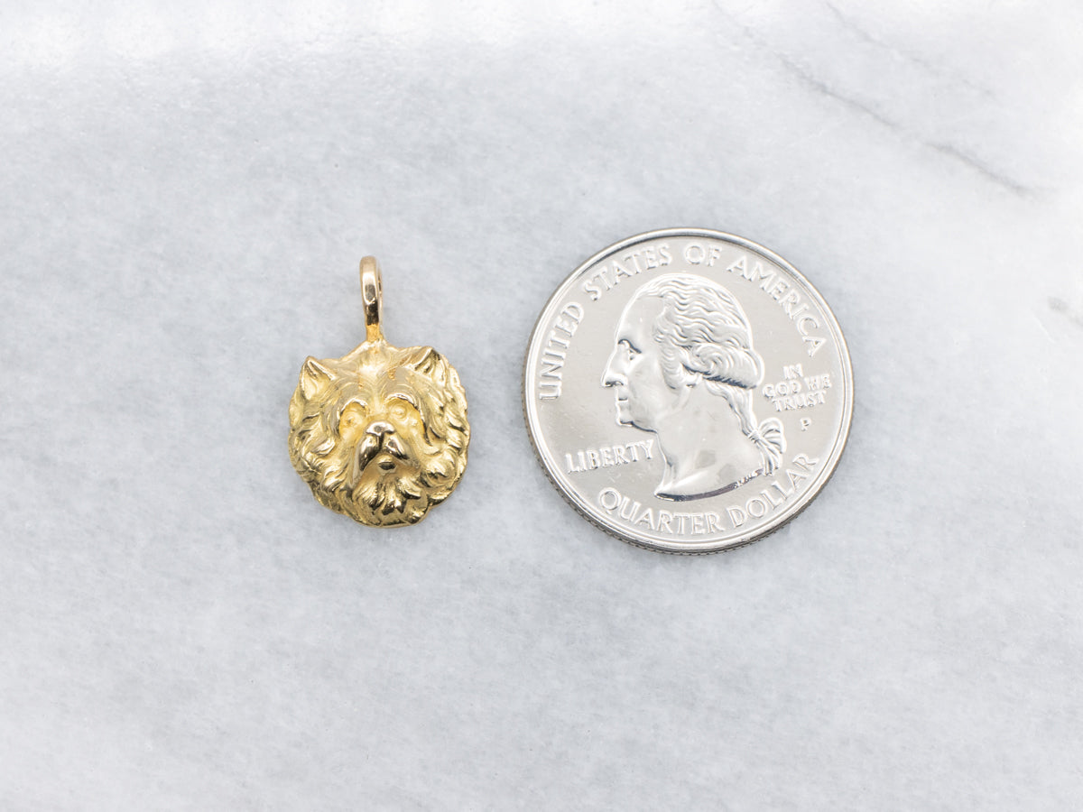 Cute Gold Puppy-Dog Face Charm Pendant