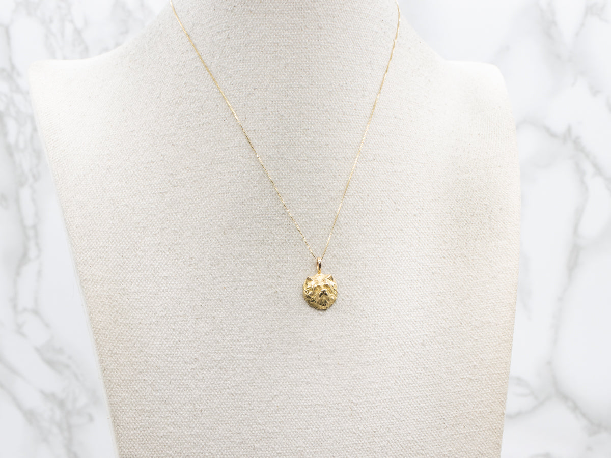 Cute Gold Puppy-Dog Face Charm Pendant
