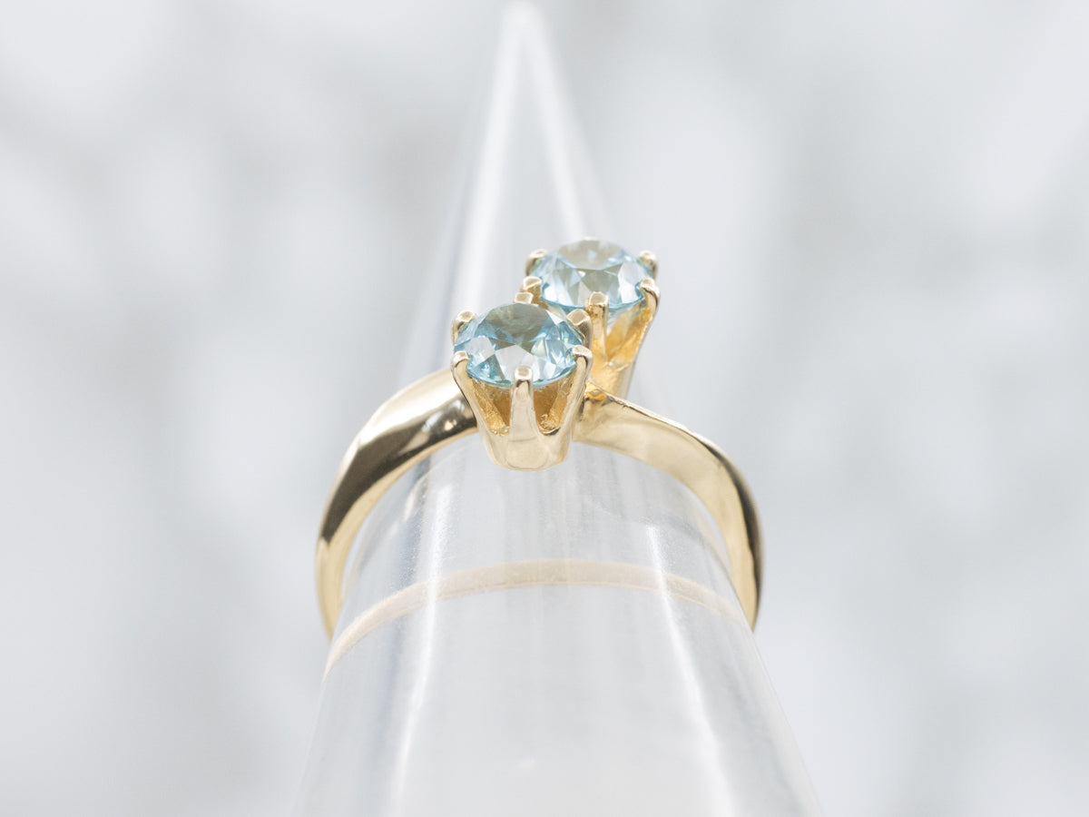 Blue Zircon Gold Bypass Ring