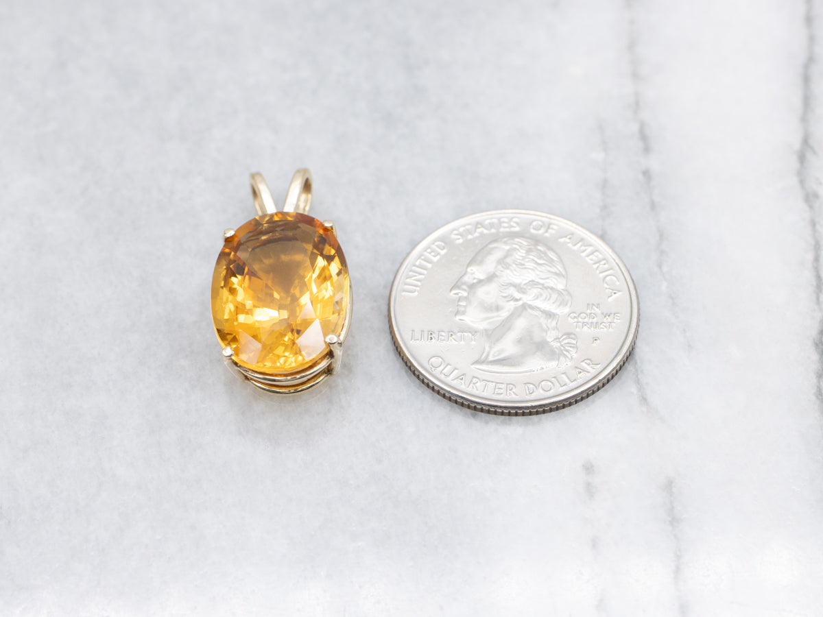 Yellow Citrine Gold Solitaire Pendant