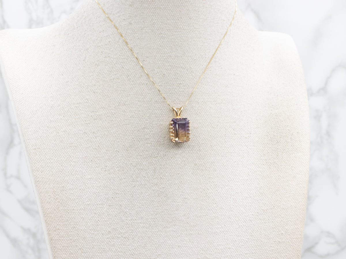 Ametrine and Gold Solitaire Pendant