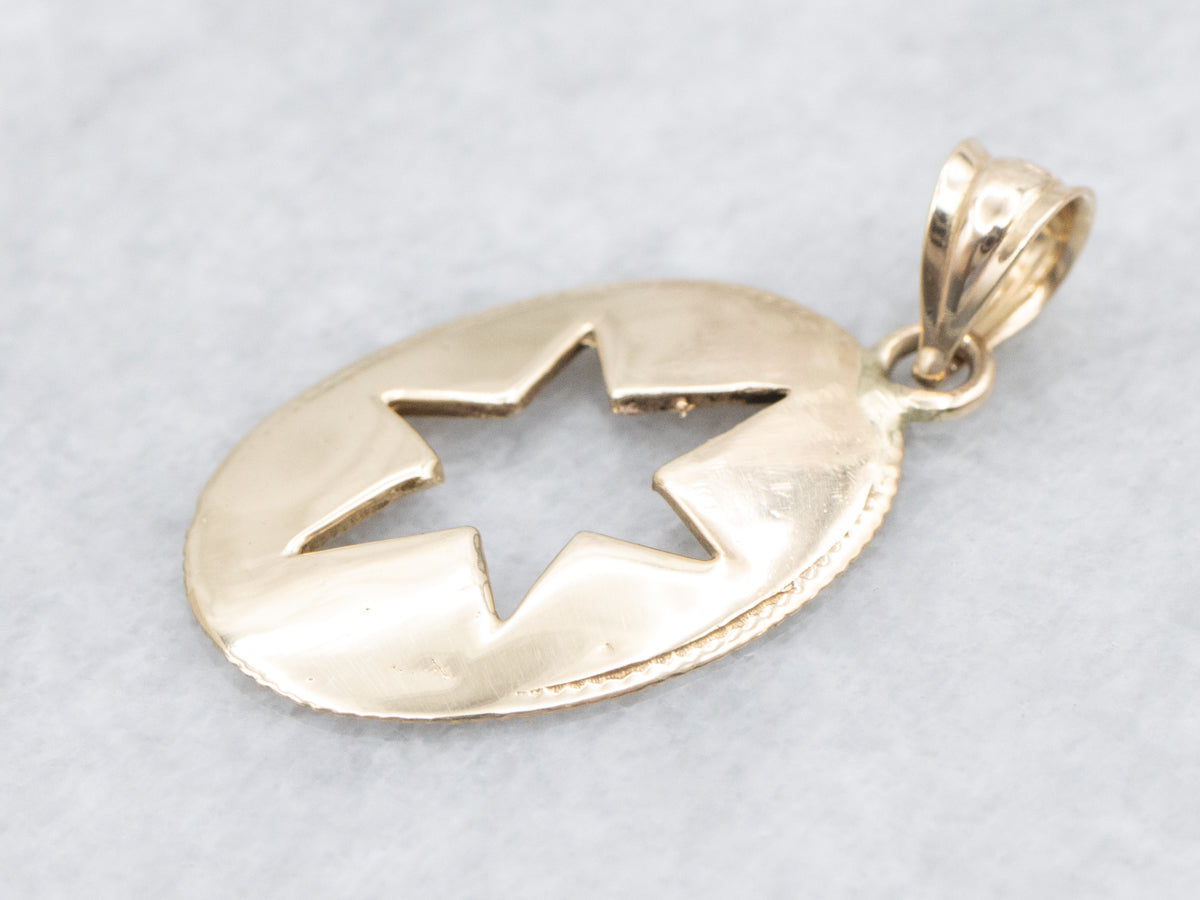 Star Cutout Gold Milgrain Edge Pendant
