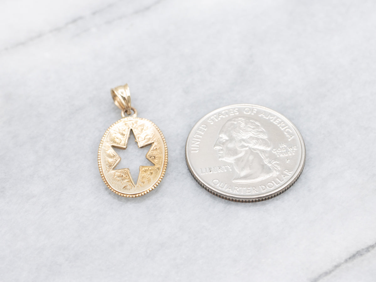 Star Cutout Gold Milgrain Edge Pendant