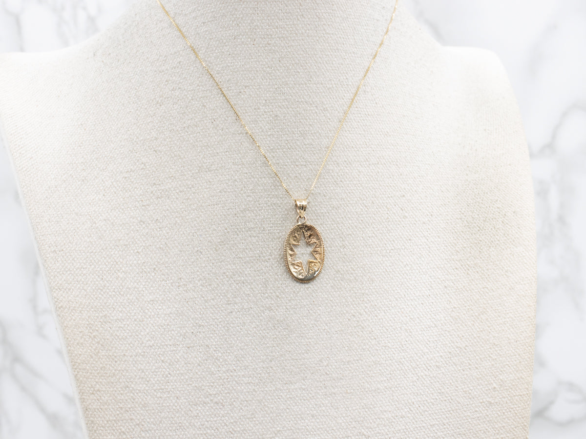 Star Cutout Gold Milgrain Edge Pendant