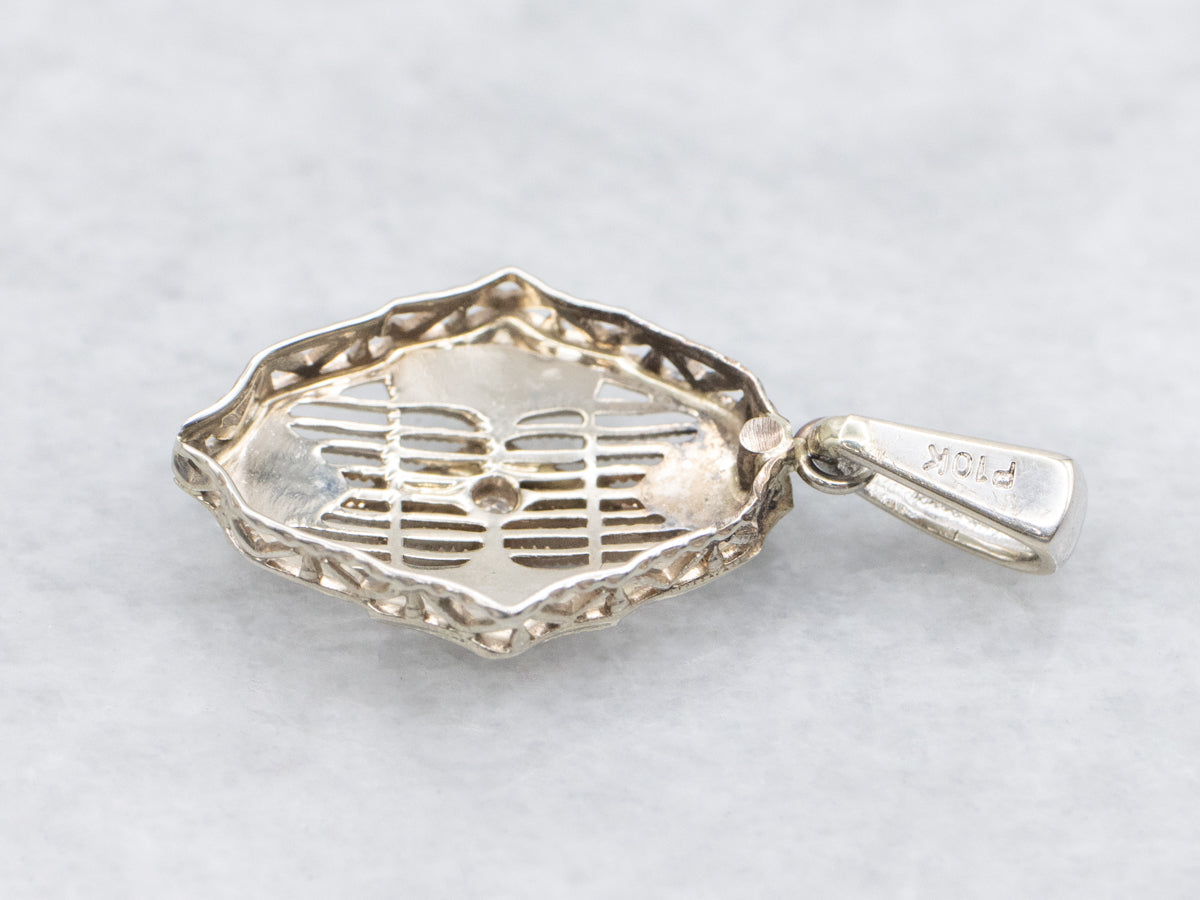 Art Deco Diamond Filigree Stickpin Conversion Pendant