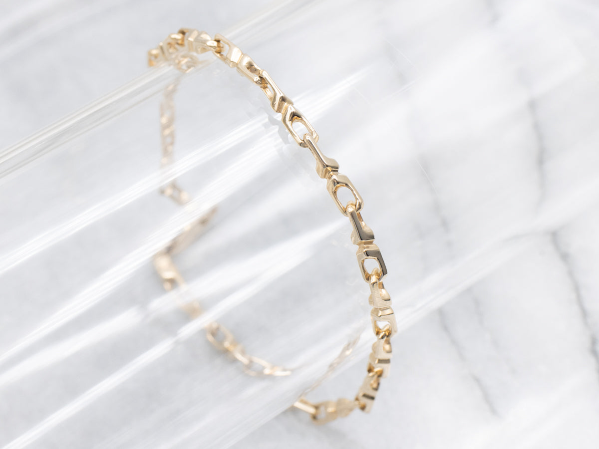 Unique Vintage Gold-Link Bracelet with Lobster Clasp