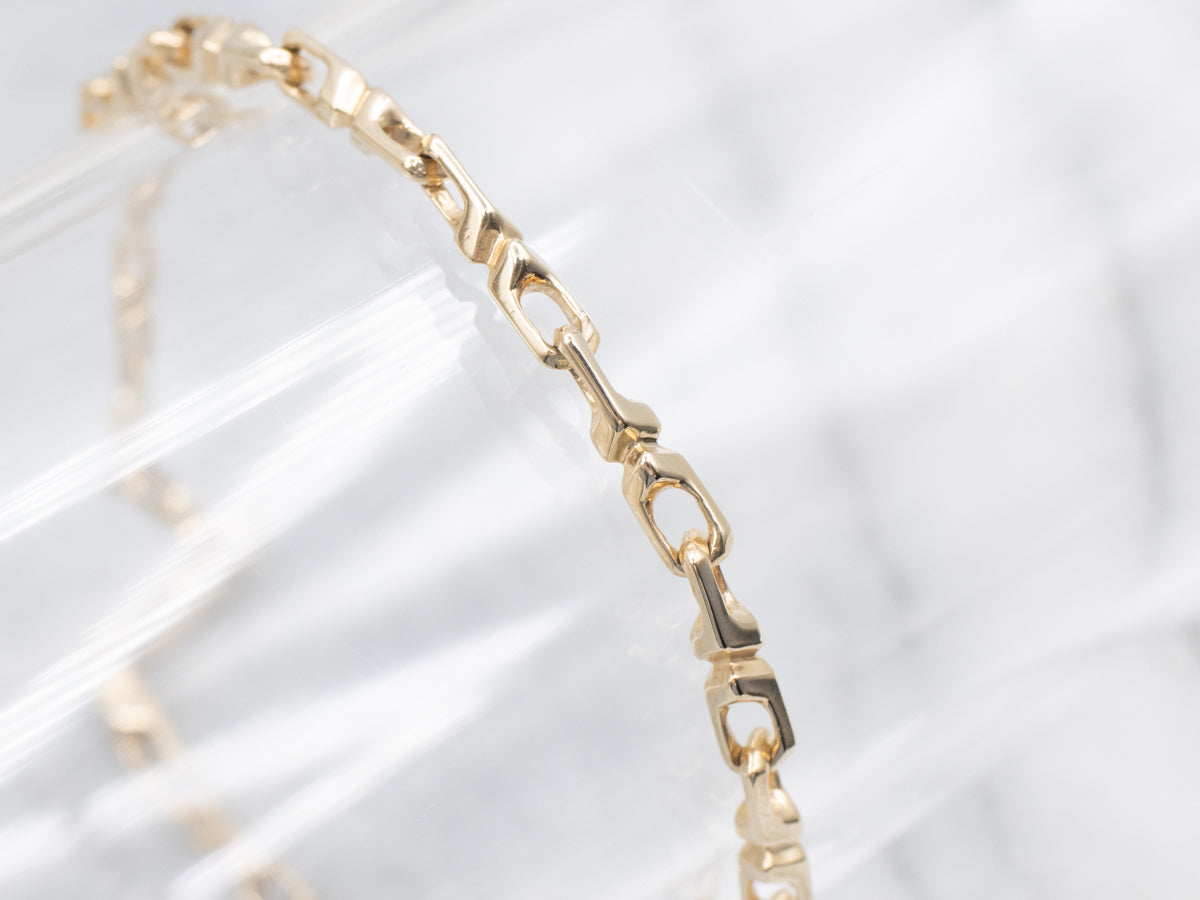 Unique Vintage Gold-Link Bracelet with Lobster Clasp