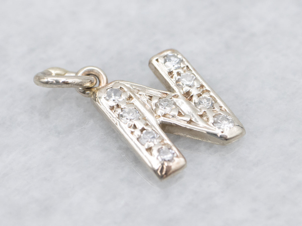 Diamond Encrusted Letter "N" Initial Pendant