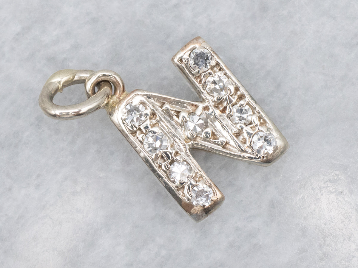 Diamond Encrusted Letter &quot;N&quot; Initial Pendant