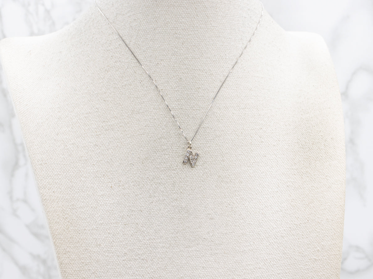 Diamond Encrusted Letter "N" Initial Pendant