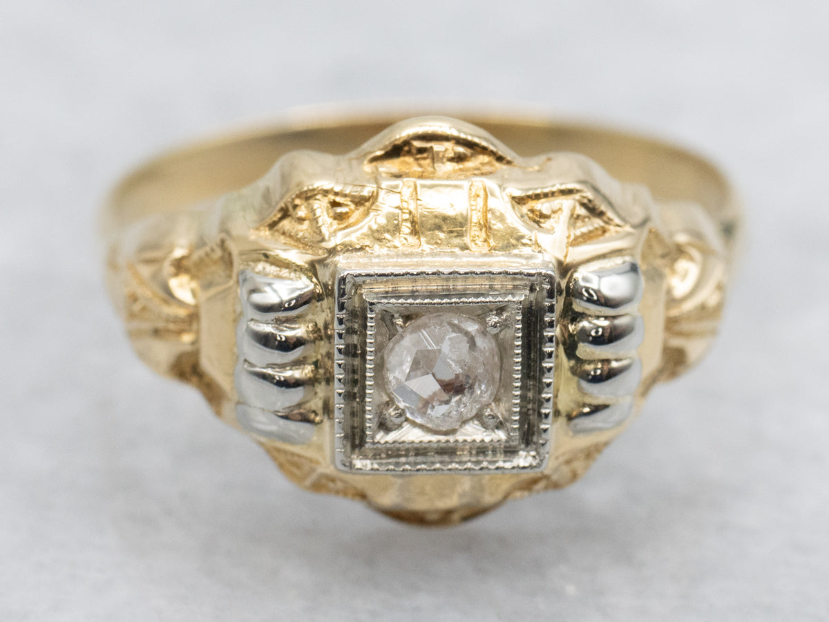 Retro-Era Diamond Solitaire Engagement Ring