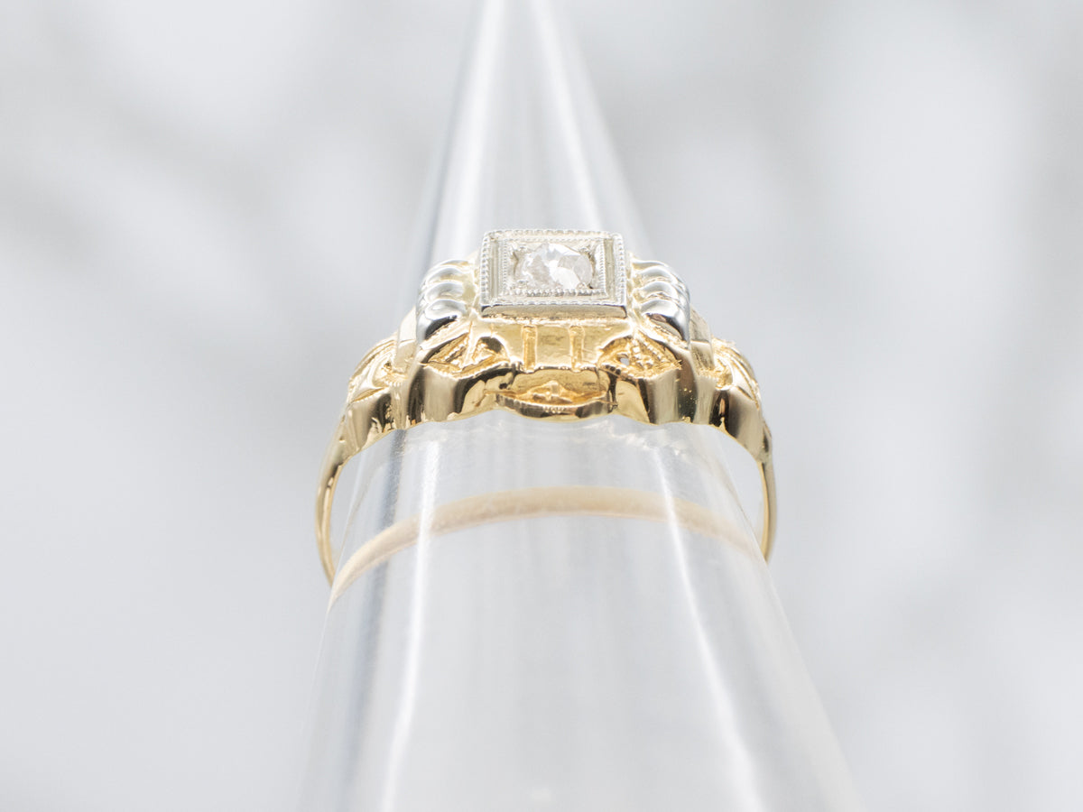 Retro-Era Diamond Solitaire Engagement Ring