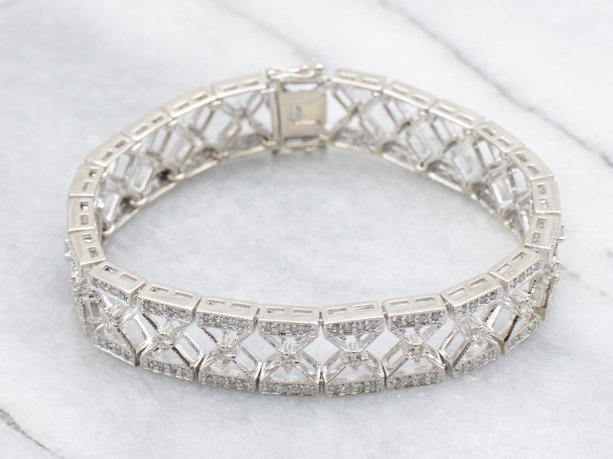 Modern Diamond Encrusted X-Link Bracelet