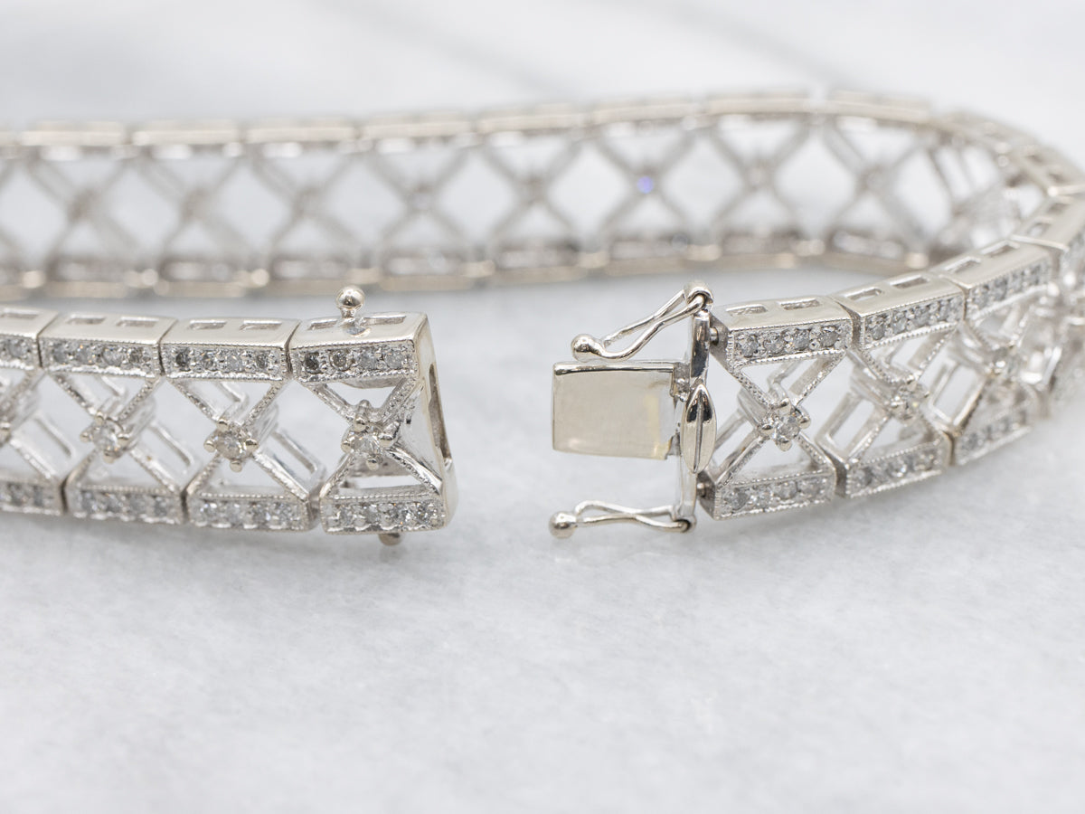 Modern Diamond Encrusted X-Link Bracelet