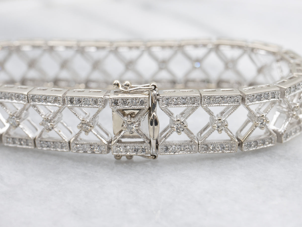 Modern Diamond Encrusted X-Link Bracelet