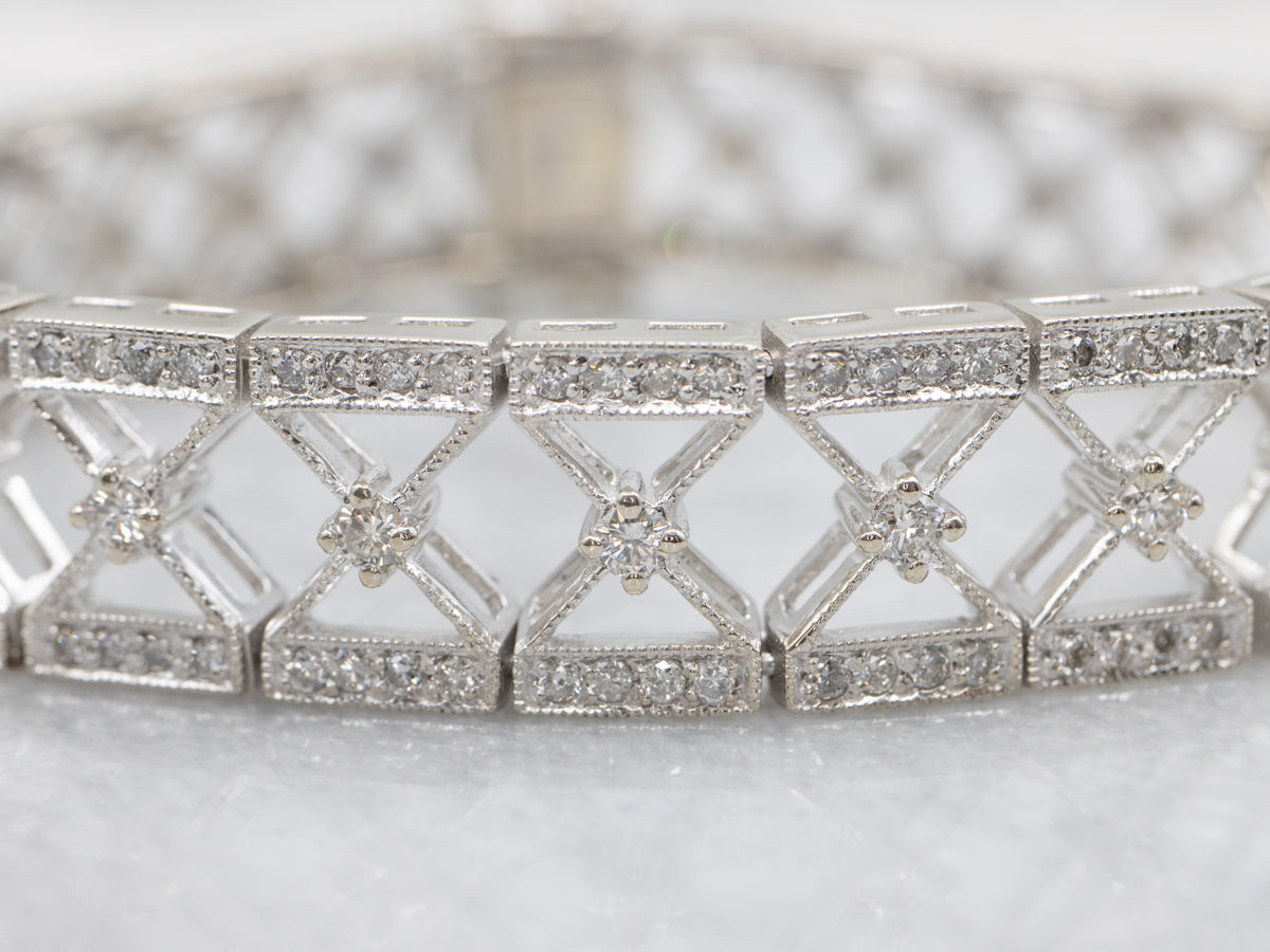 Modern Diamond Encrusted X-Link Bracelet