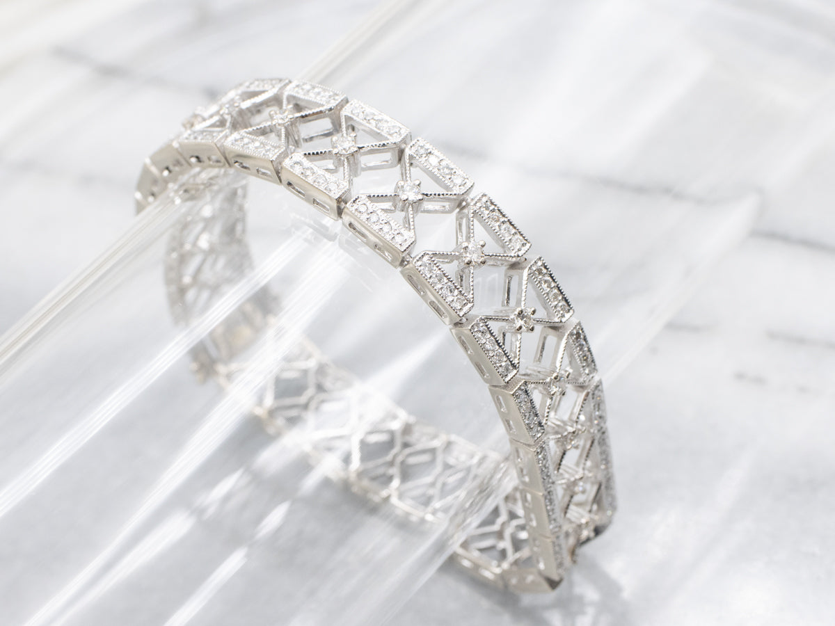 Modern Diamond Encrusted X-Link Bracelet