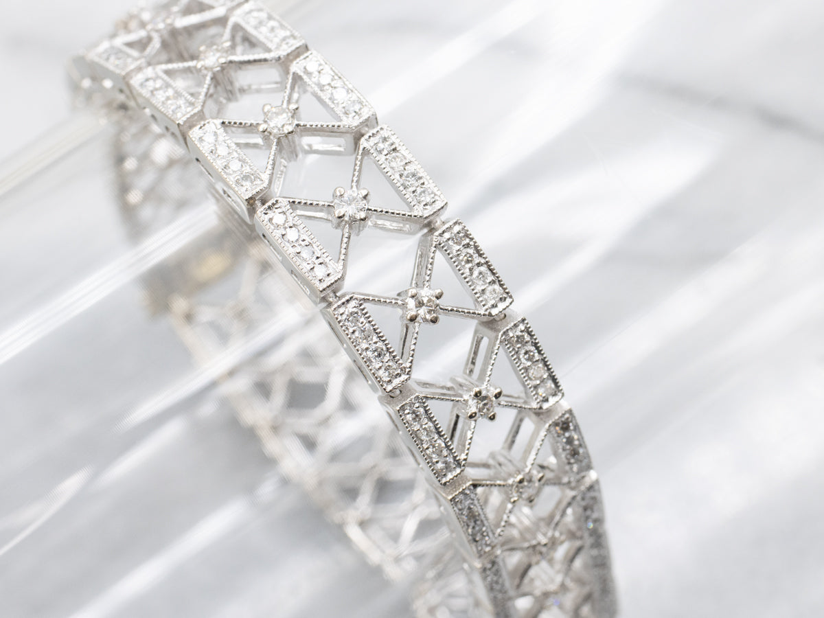 Modern Diamond Encrusted X-Link Bracelet