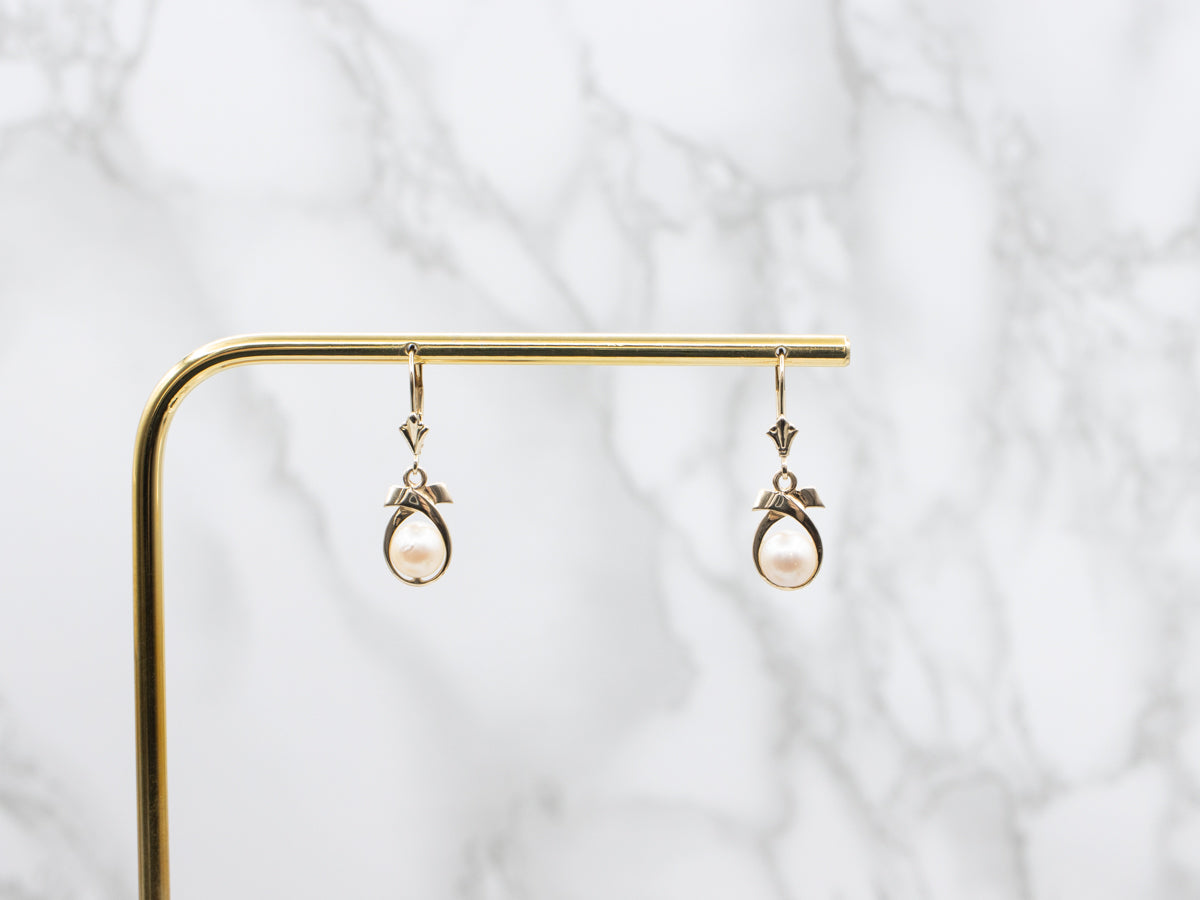 Looping Gold Saltwater Pearl Drop Earrings