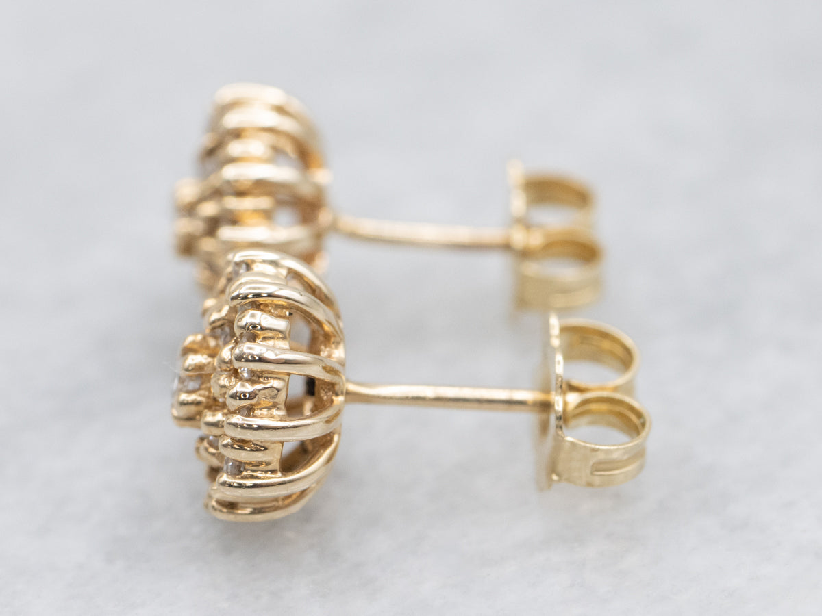 Brilliant Diamond Cluster Gold Stud Earrings