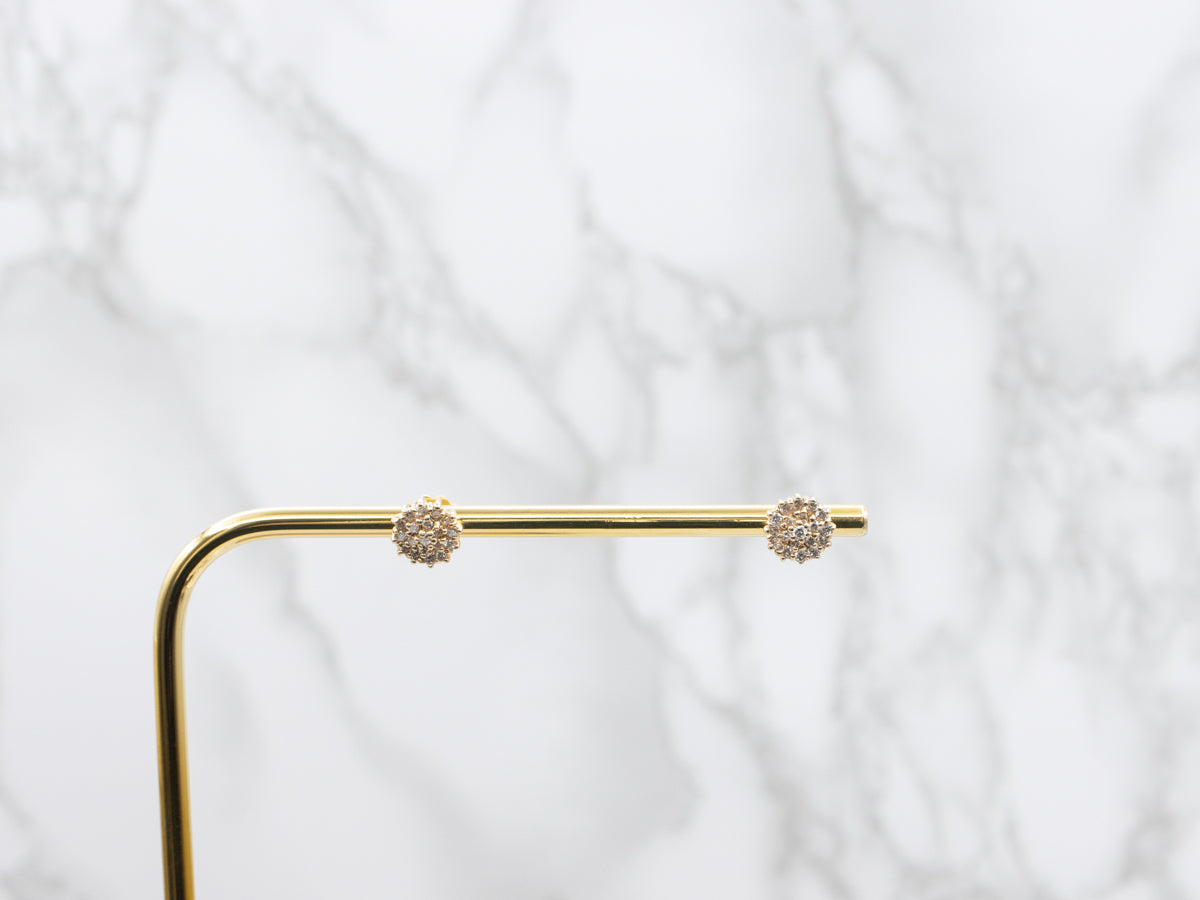 Brilliant Diamond Cluster Gold Stud Earrings