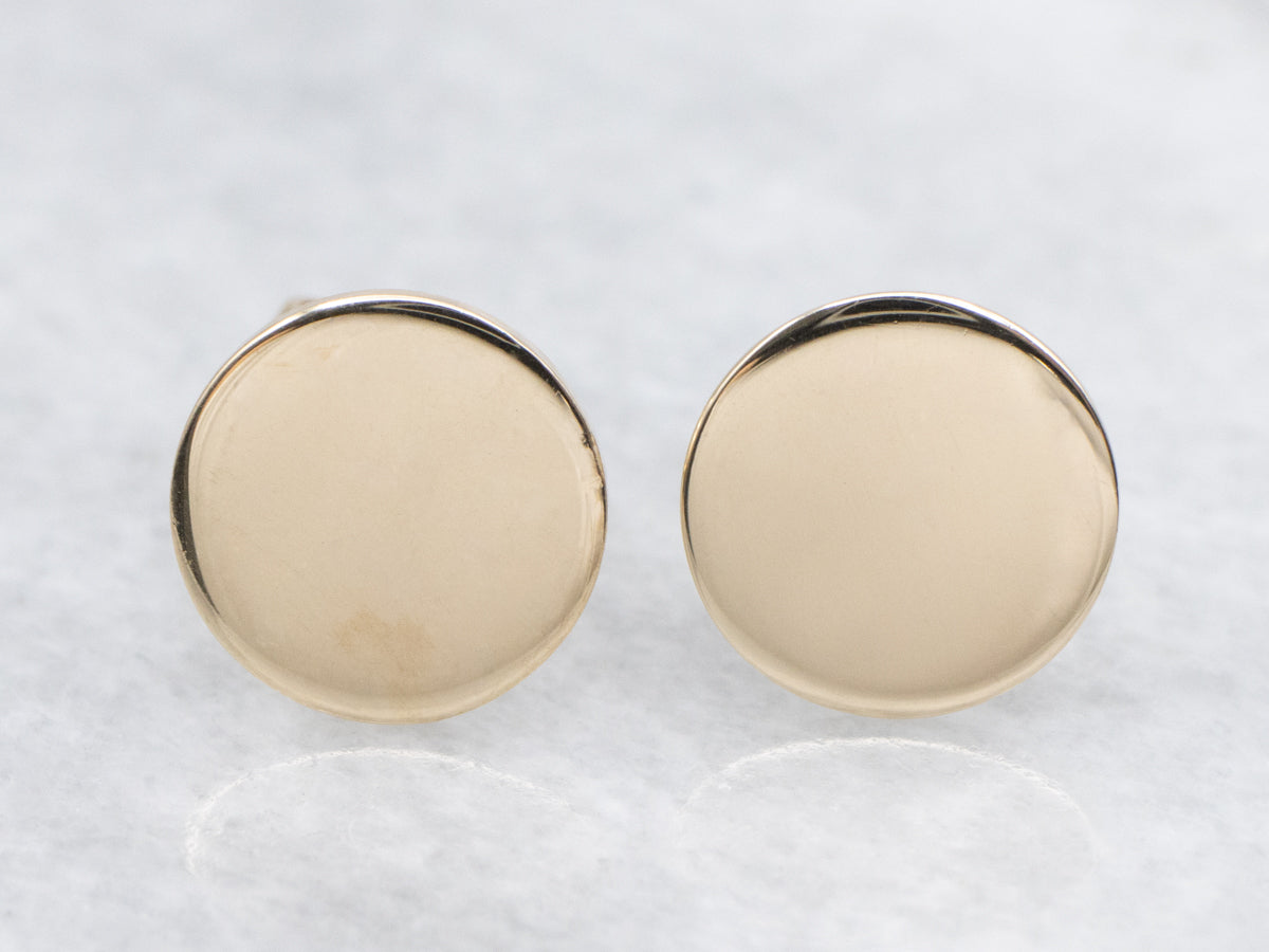 Polished Gold Disc Stud Earrings
