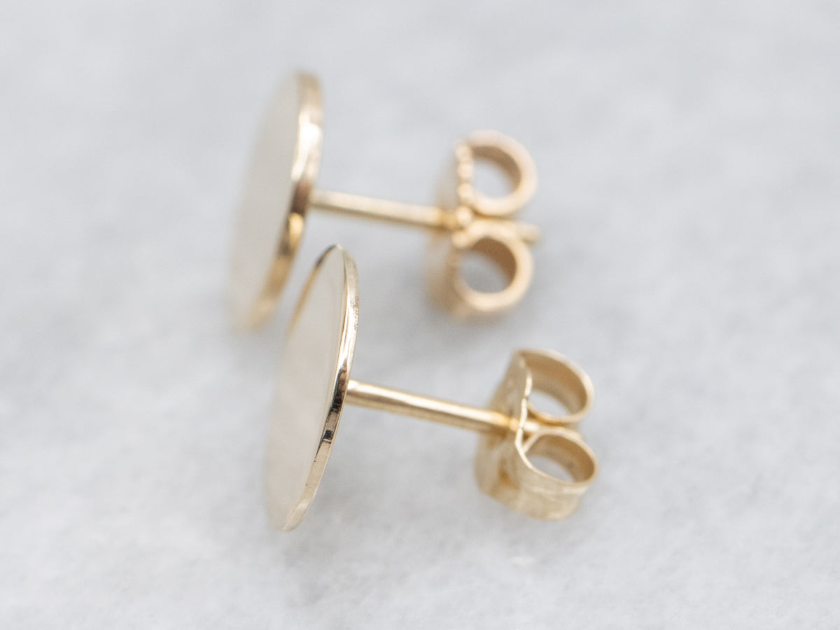 Polished Gold Disc Stud Earrings