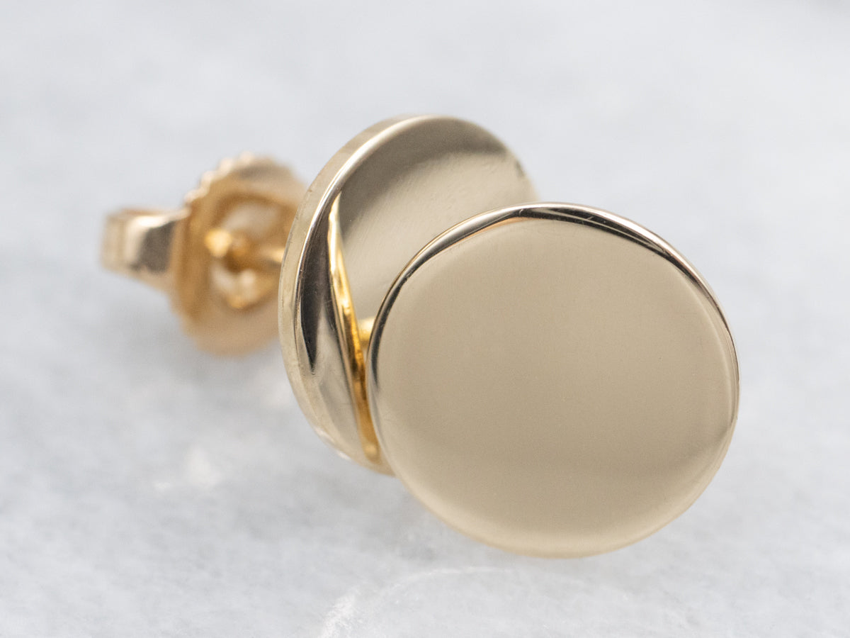 Polished Gold Disc Stud Earrings