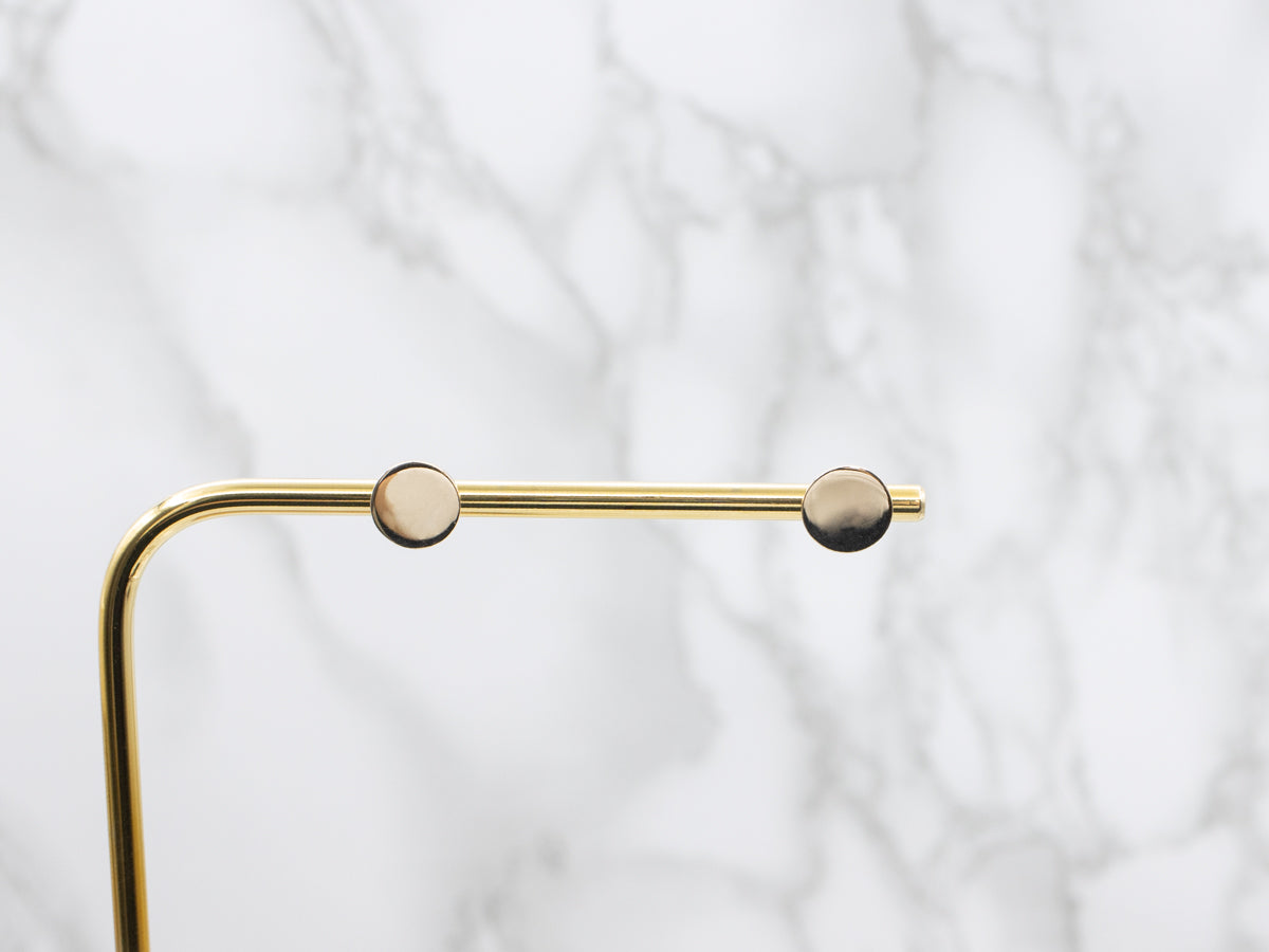 Polished Gold Disc Stud Earrings
