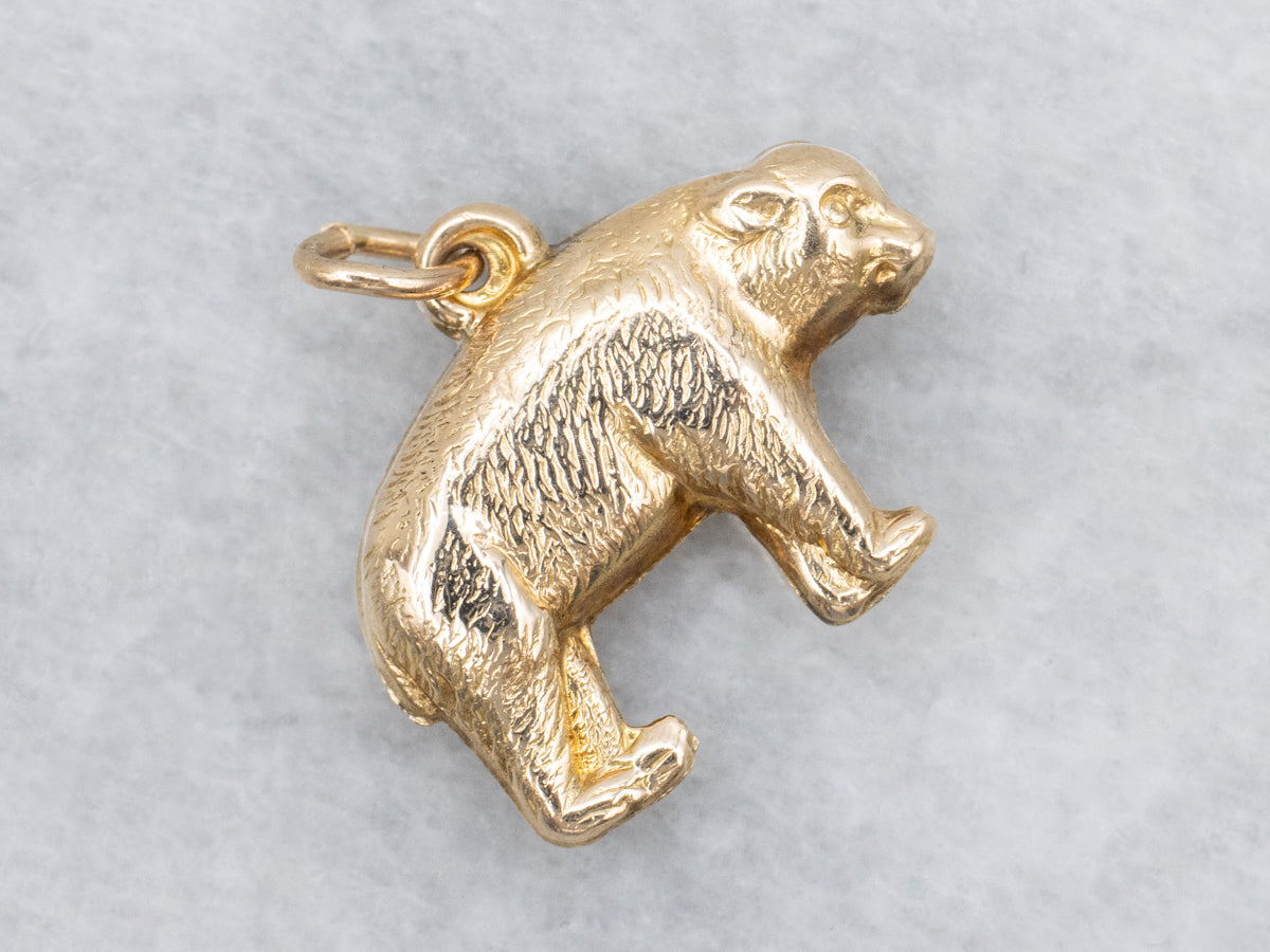 Vintage Gold Polar Bear Charm