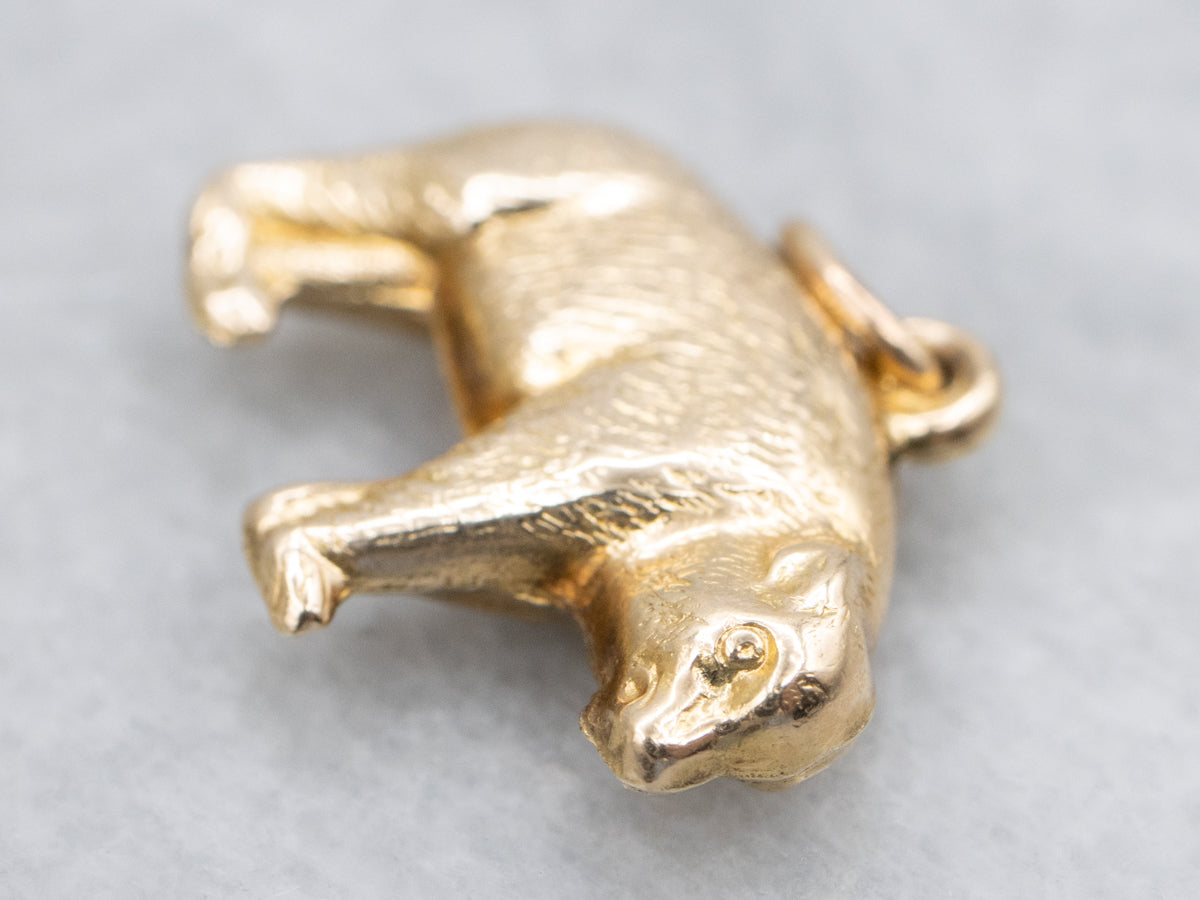 Vintage Gold Polar Bear Charm