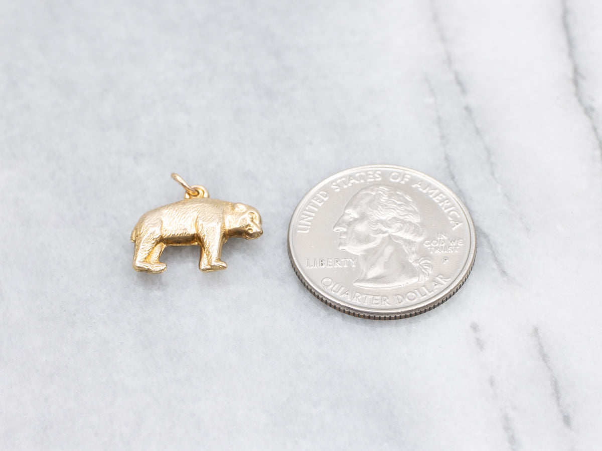 Vintage Gold Polar Bear Charm