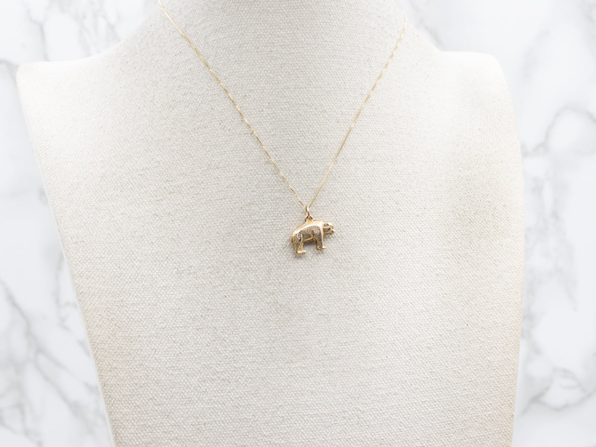 Vintage Gold Polar Bear Charm