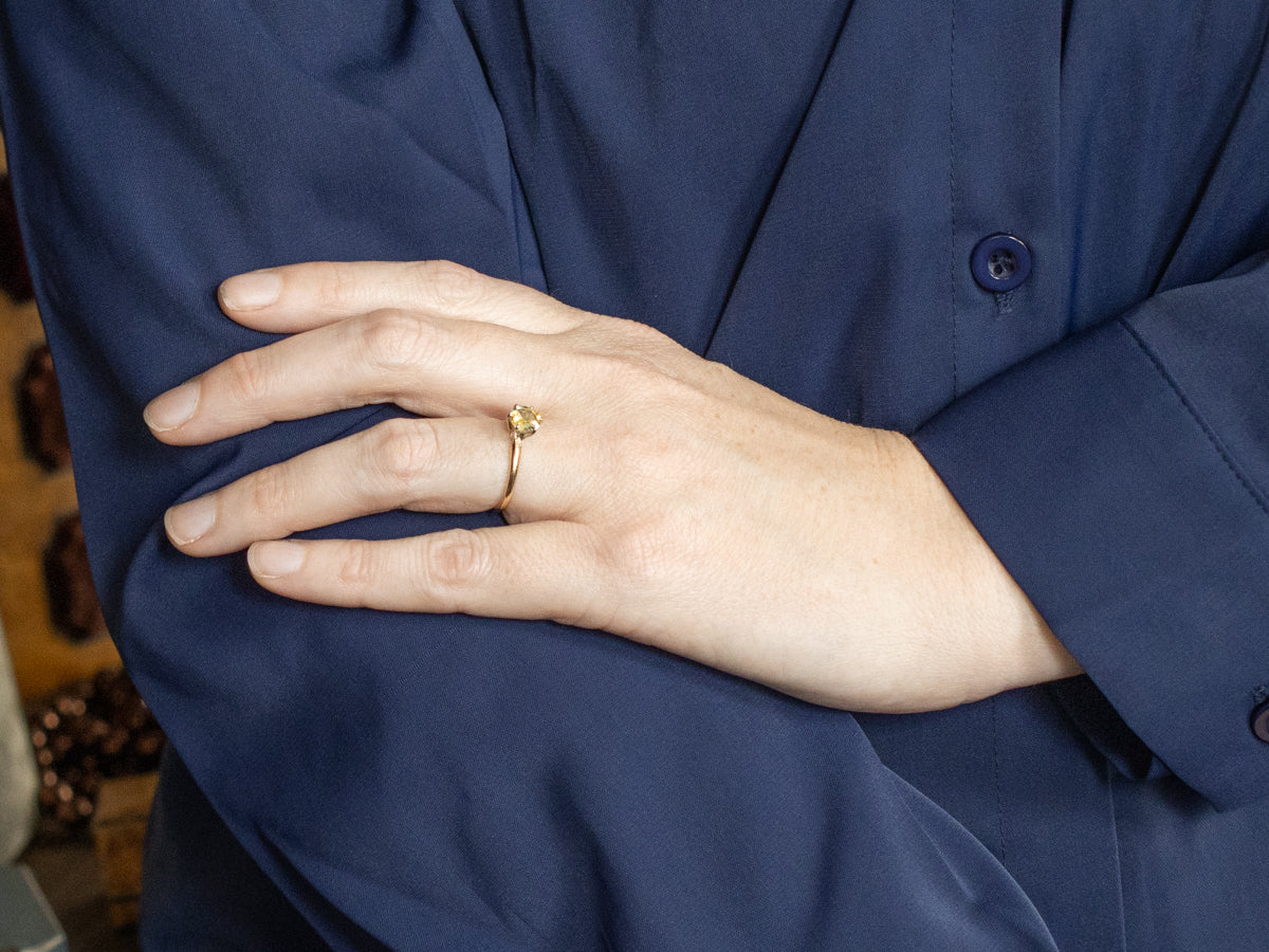 Yellow Sapphire Two Tone Solitaire Ring