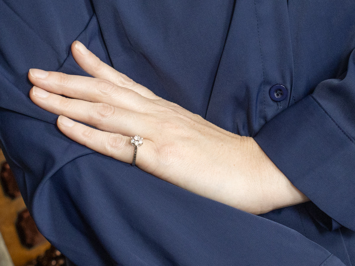 Floral Diamond Halo Engagement Ring