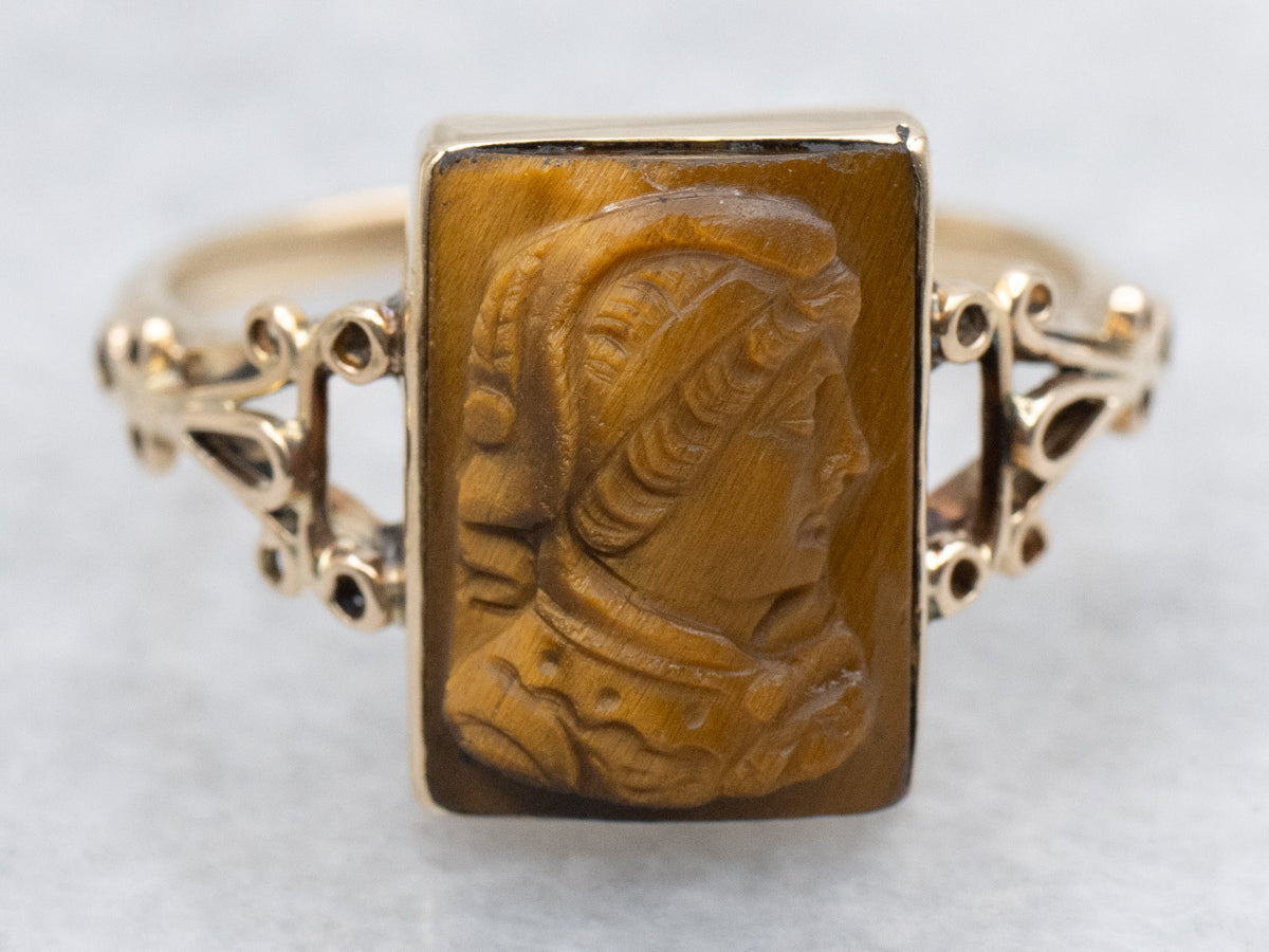 Victorian Tigers Eye Intaglio Ring
