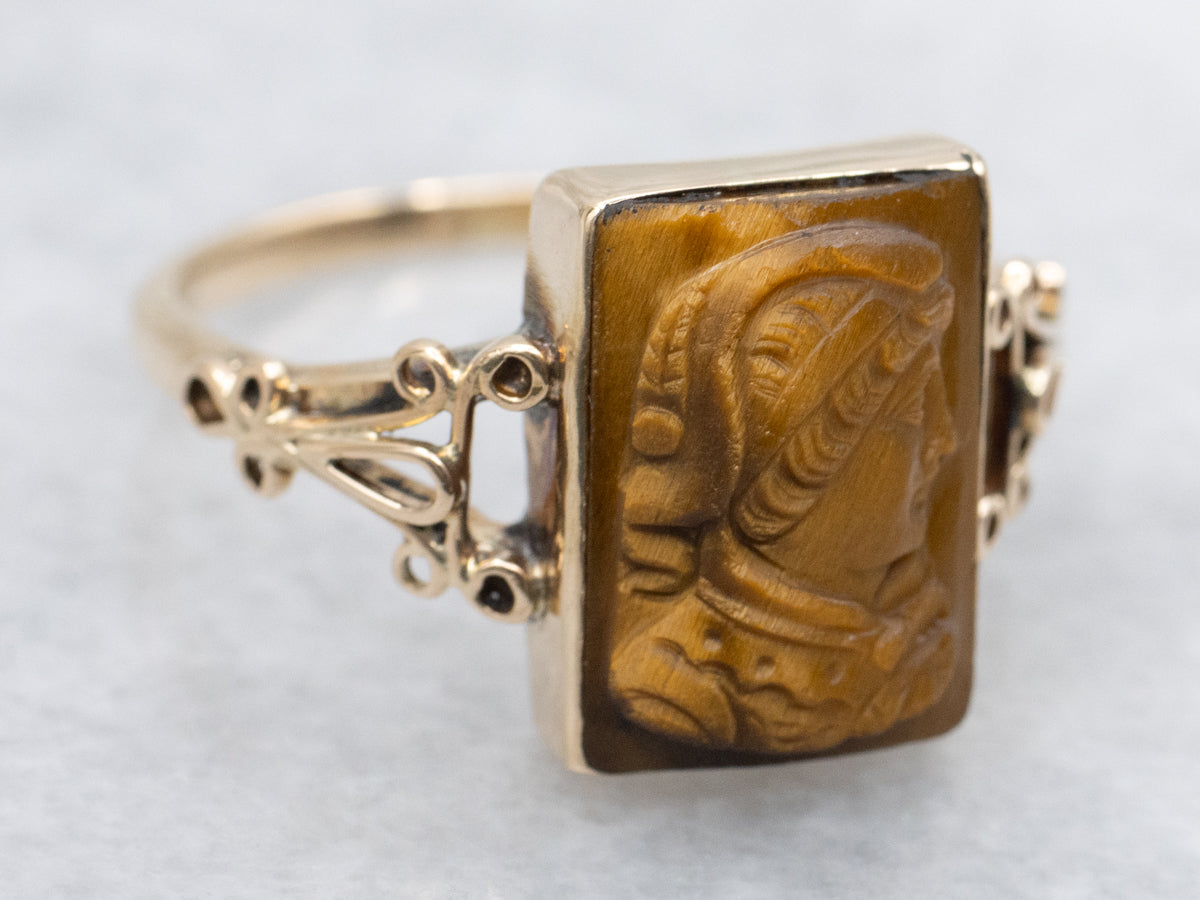 Victorian Tigers Eye Intaglio Ring