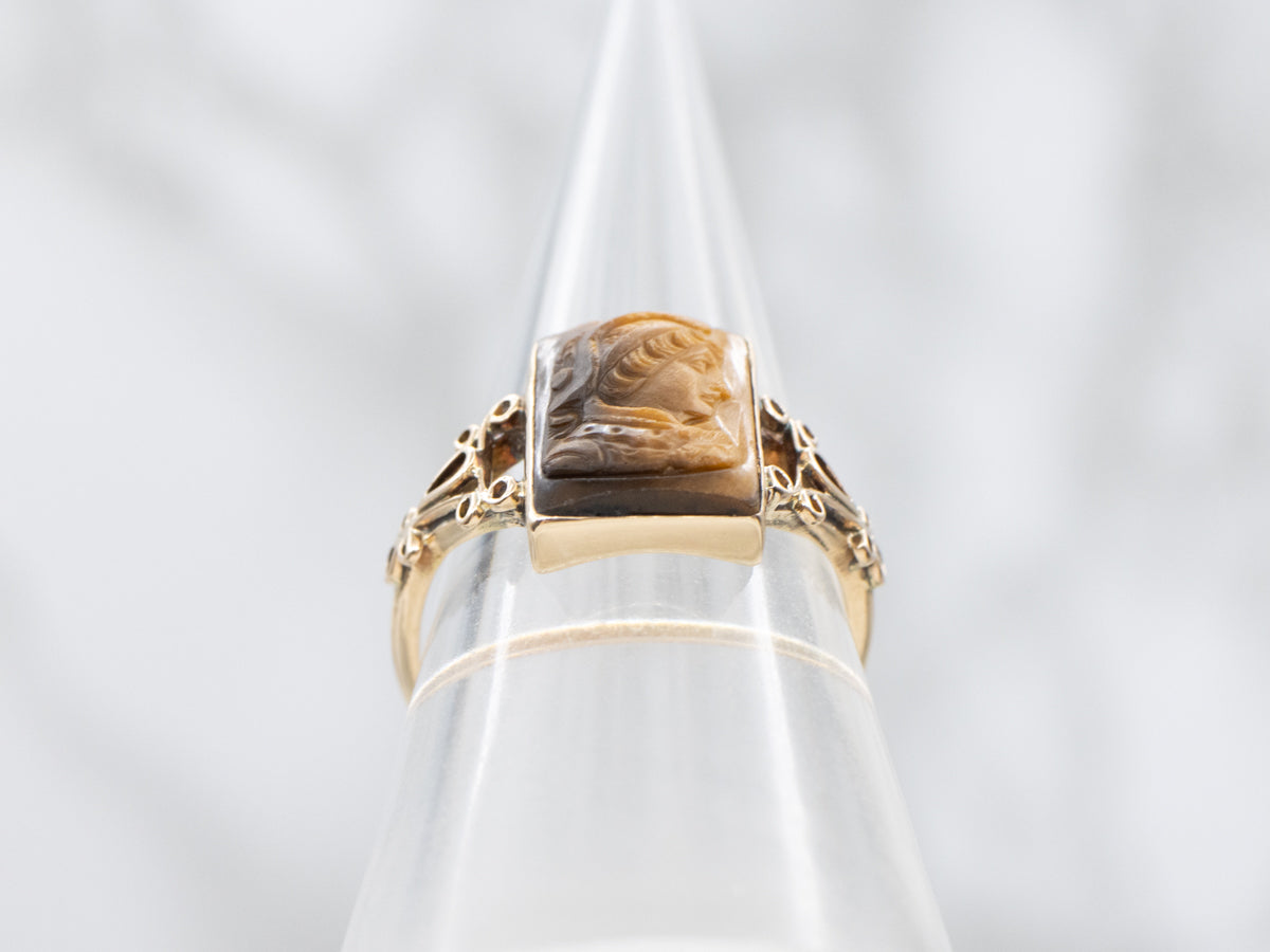 Victorian Tigers Eye Intaglio Ring