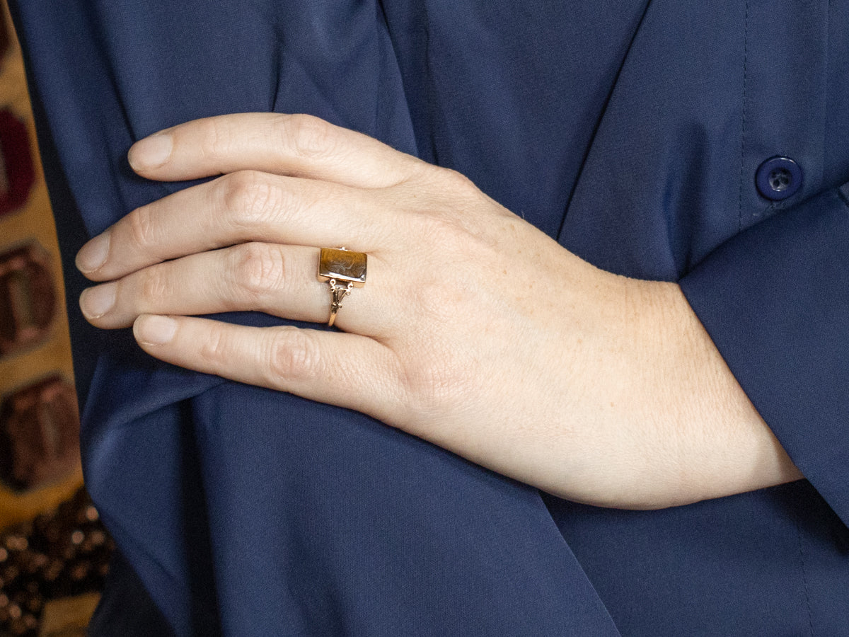 Victorian Tigers Eye Intaglio Ring