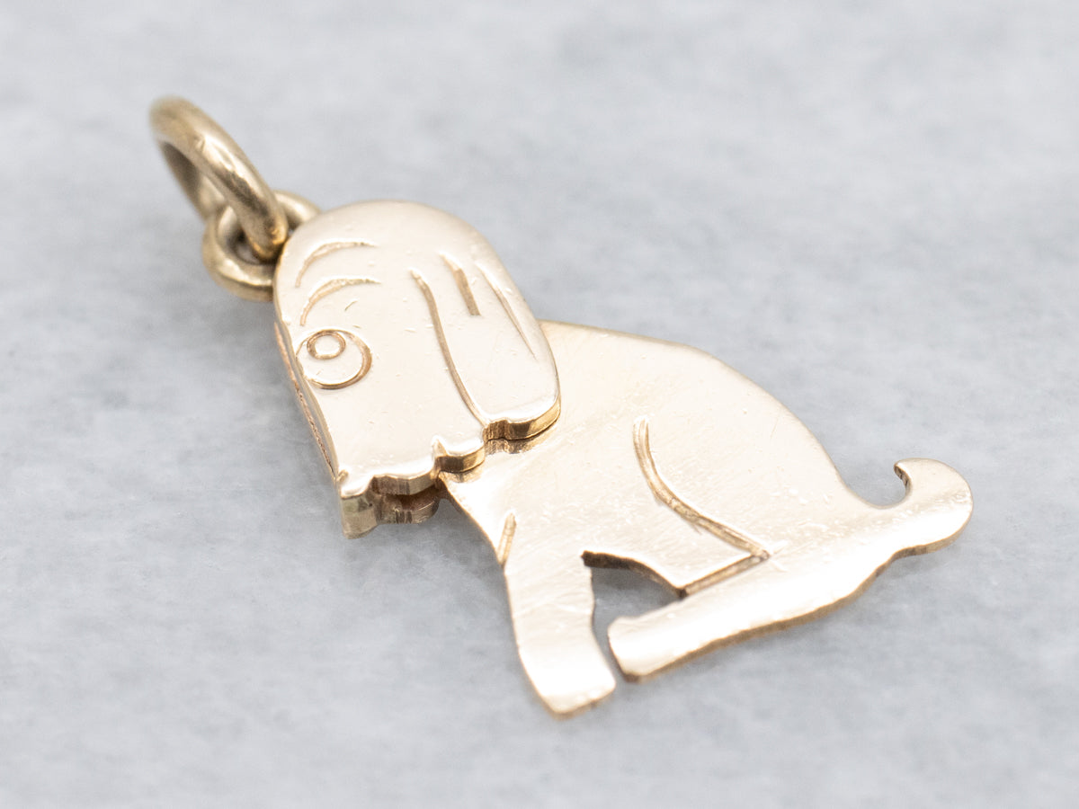 Vintage Basset Hound Dog Charm with Moveable Head