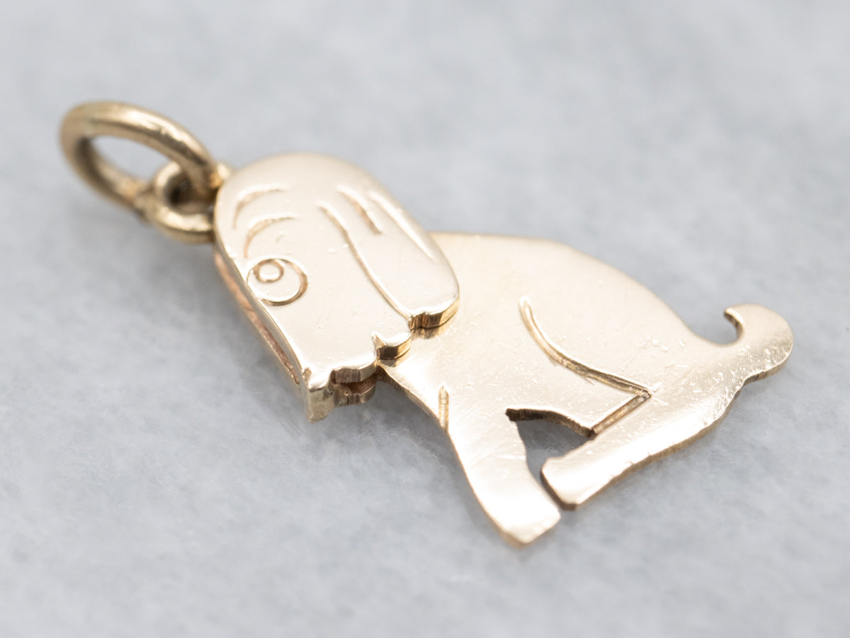 Vintage Basset Hound Dog Charm with Moveable Head