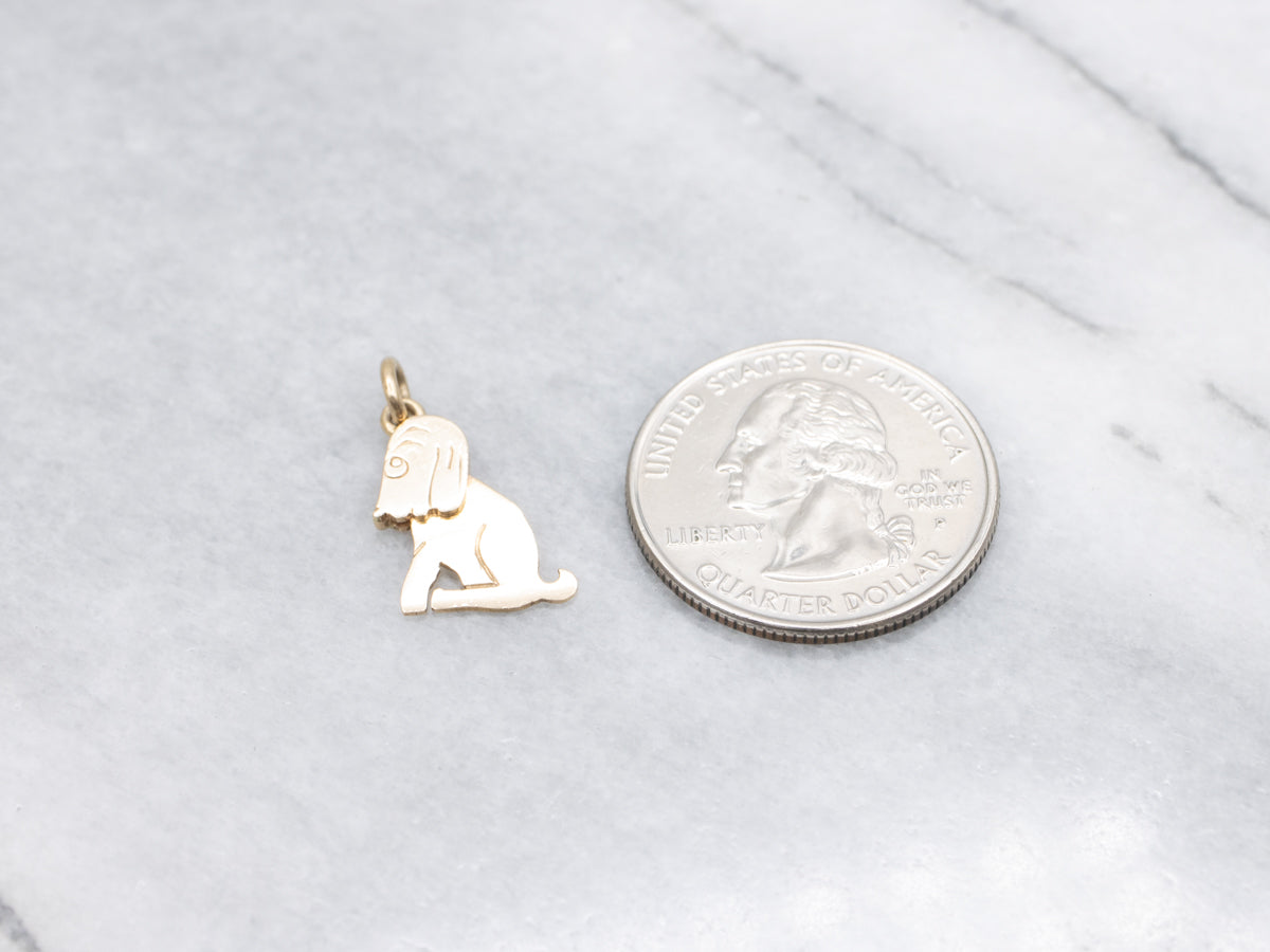 Vintage Basset Hound Dog Charm with Moveable Head