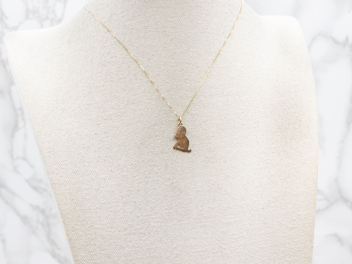 Vintage Basset Hound Dog Charm with Moveable Head