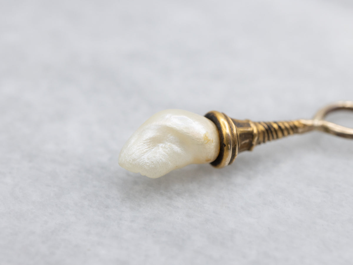 Natural Baroque Pearl Twisting Antique Drop Pendant