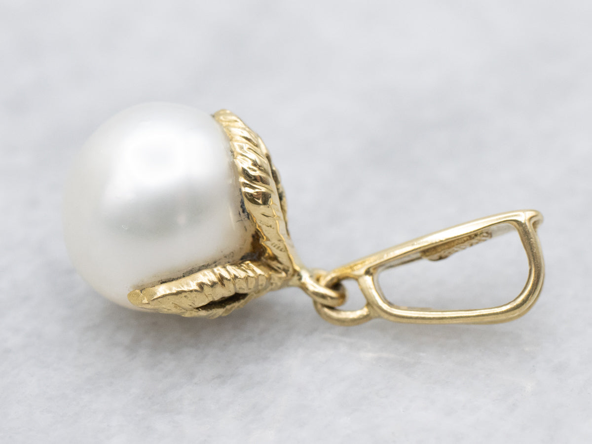 Botanical Gold and Pearl Pendant