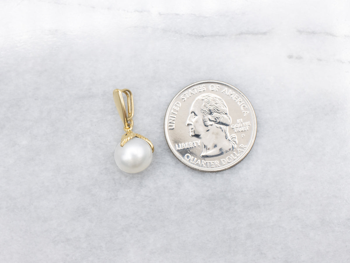 Botanical Gold and Pearl Pendant